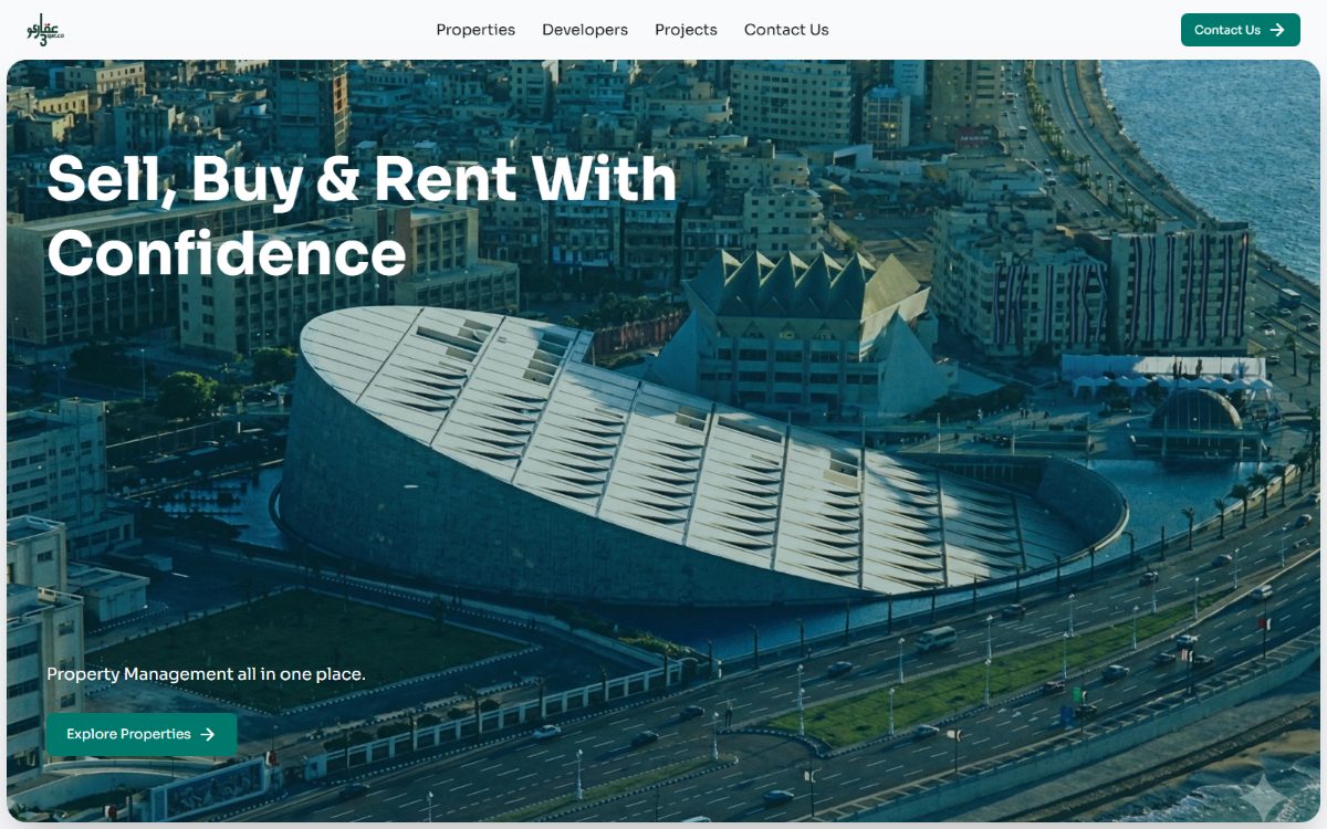 3qar.co homepage, a bilingual real estate marketplace