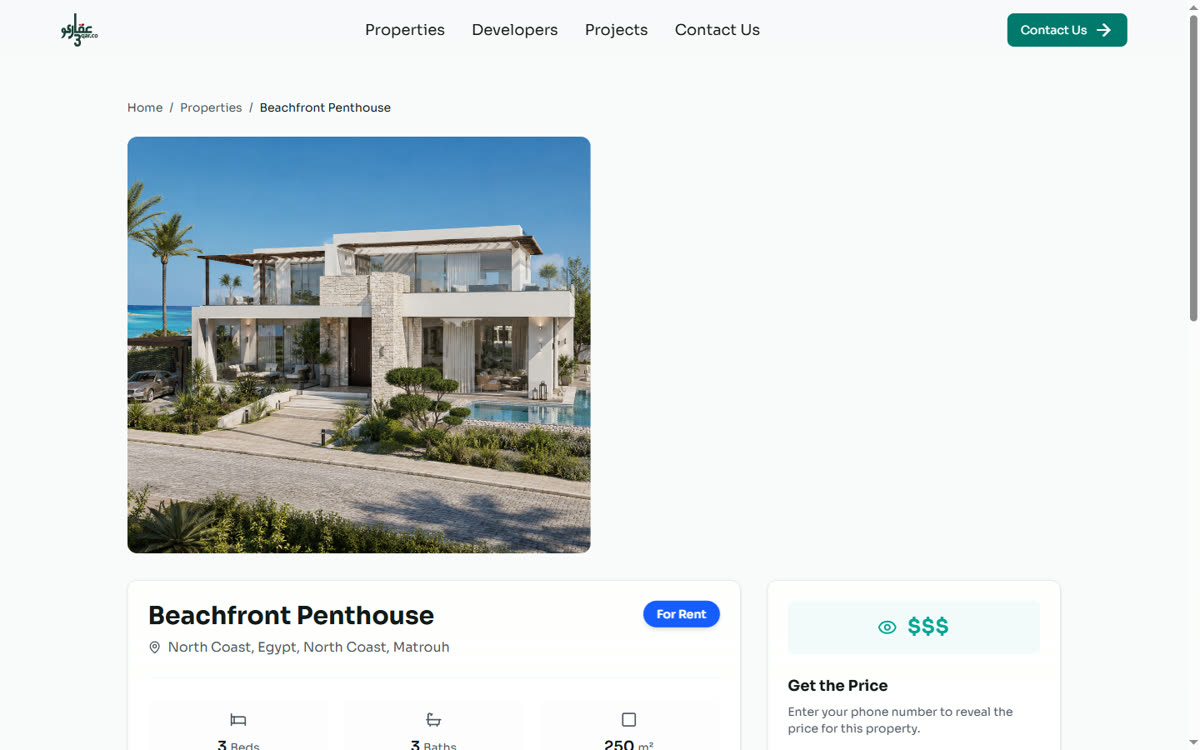 3qar.co public property detail page for a real listing